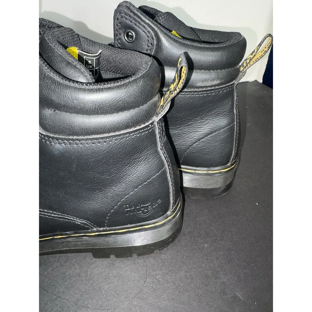 Dr. Doc Martens Steel Toe Boots Womens 7 US Black Leather ASTM F2413-18